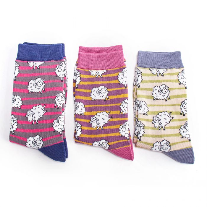 Bamboo Socks in Boxes - Miss Sparrow - Sheep & Stripes