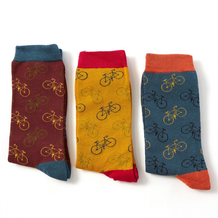 Three pairs of super soft Bamboo Socks in a fabulous gift box.   Mr Heron - Little Bikes – fits shoe size 8-11  54% Bamboo 22% Cotton 16% Polyester 6% Nylon 2% Elastane