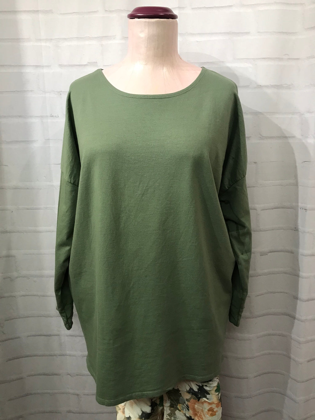 Basic Long Sleeved Tunic - Khaki Green