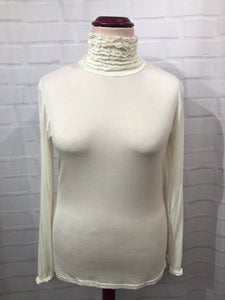 Frill Neck Polo - Ivory White